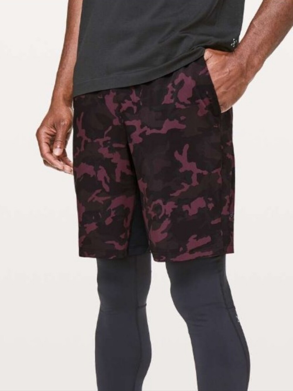 Lululemon T.H.E. Short M Incognito Camo Red Multi Pattern Linerless 9" Athletic